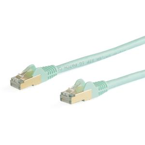 カテゴリー6a LANケーブル 7m アクア ツメ折れ防止RJ45コネクタ CAT6aイーサネットケーブル 6ASPAT7MAQ｜123mk