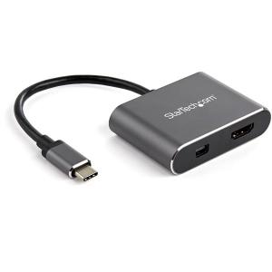 USB-C-Mini DisplayPort/HDMI変換アダプタ 4K/60Hz対応 USB Type-C接続HDMI/Mini DP 2 in 1アダプタ CDP2HDMDP