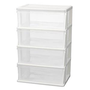 JEJアステージ 収納チェスト ホワイト シーズワイド 4段 クリア 日本製