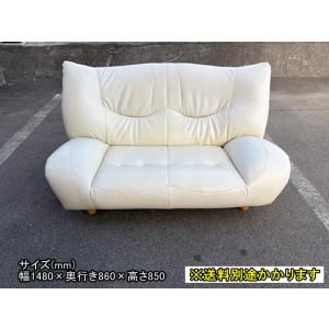 中古）（一部地域送料無料）2人掛けソファ ビニールレザー張り 