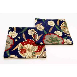 和風 金襴織着物コースター 2枚セット (葵 あおい）の商品画像