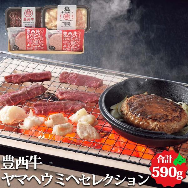 豊肉牛 ヤマヘウミヘセレクション ミスジ焼肉用 塩ホルモン ビーフハンバーグ セット 北海道産 焼き...