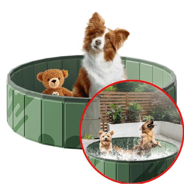 PVC製 折りたたみ式 ペット用プール 犬猫対応 洗い場・バスタブ 屋外キャンプ水遊び 軽量ポータブ...