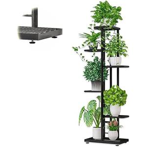 アイアン製6段フラワースタンド 屋内屋外兼用 省スペース ホワイト/ダークグレー 高108cm 幅41cm 奥行22cm 滑り止
