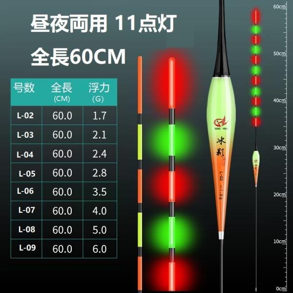 釣り浮き 電気ウキ 昼夜両用 11点灯 全長60CM へら浮き 釣りブイ ヘラウキ   電子ウキ 電...