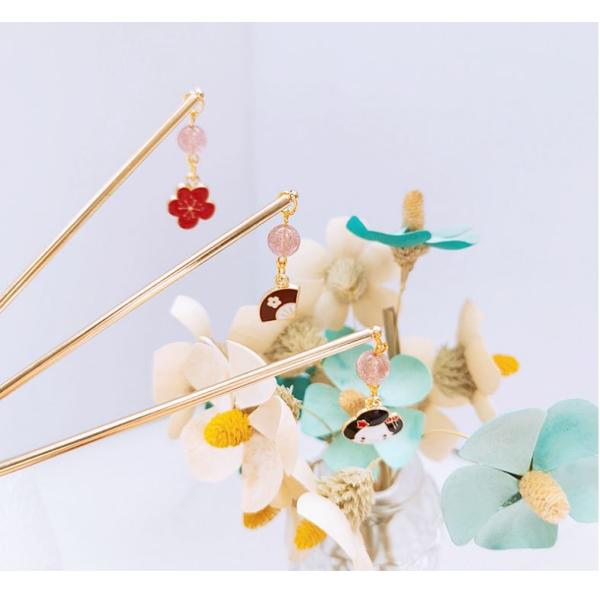 3点セット　金属のかんざし 髪飾り簪 かんざし 飴のかんざし  和装 和服小物 レトロ ヘアアクセサ...