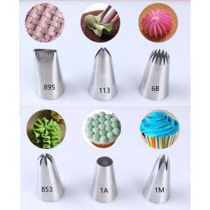 クリームケーキ口金 中号 絞り口金6種セット　花口金6B、853、星口金1M、片目口金895 、はっ...