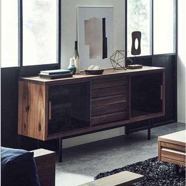 【 高級 】 国産 サイドボード キャビネット 幅160ｃｍ 丸脚Hiタイプ 組立込 YORO デザ...