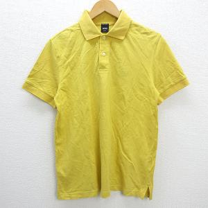 ☆☆ ヒューゴ ボス/HUGO BOSS PIMA COTTON 鹿の子地 SLIM FIT 半袖ポロシャツ【M】黄MENS/98【中古】■｜1976maniraizu