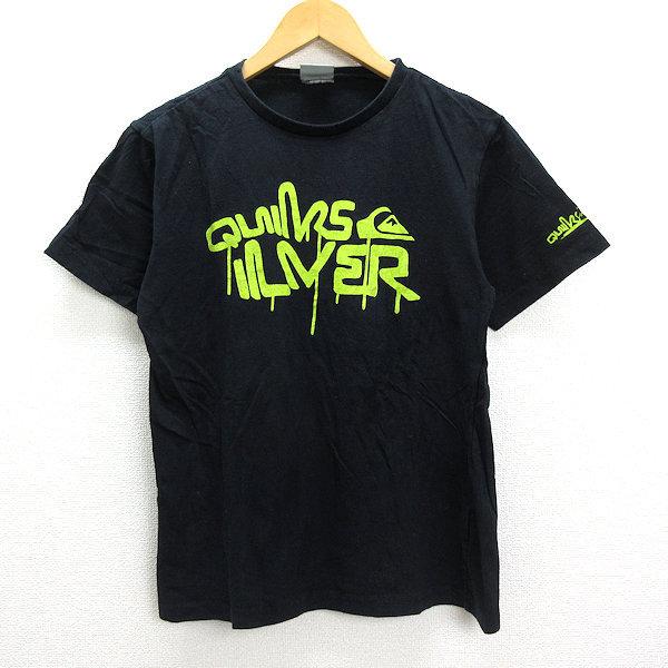 X★ クイックシルバー/QUIKSILVER ロゴプリントTシャツ【メンズS】黒MENS/LADIE...