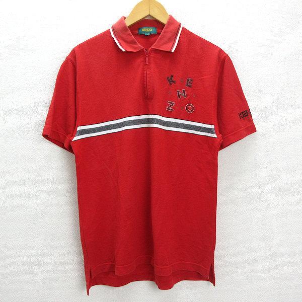 Z■日本製・レトロ■ケンゾーゴルフ/KENZO GOLFハーフジップ 半袖シャツ■赤【3】MENS/...