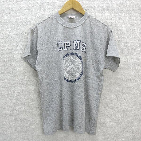 y■チャンピオン/CHAMPION プリントTシャツ/復刻ビンテージ■灰【メンズM】MENS/レトロ...