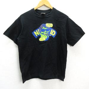 a■ナイトレイド/NITRAID イラストプリント 半袖Tシャツ【M】黒/MENS/19【中古】