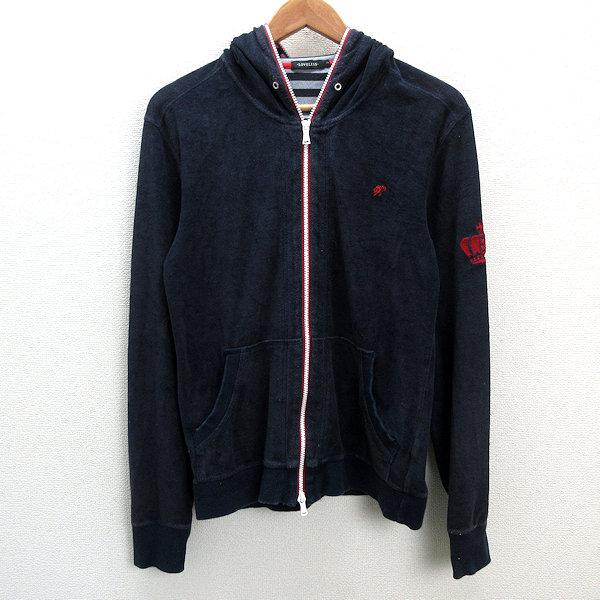 k■ラブレス/LOVELESS ベロア地 フルジップパーカ【2】紺/MENS■132【中古】