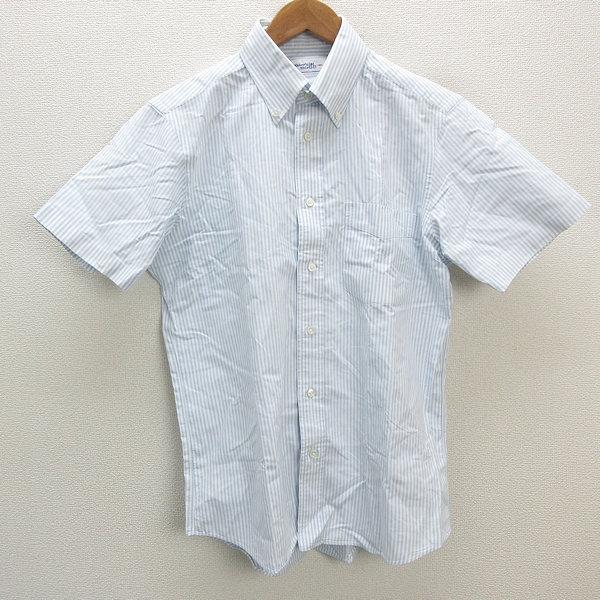 s■日本製■メーカーズ鎌倉/MAKER&apos;S SHIRT ストライプ柄 半袖シャツ/ワイシャツ【M】白...