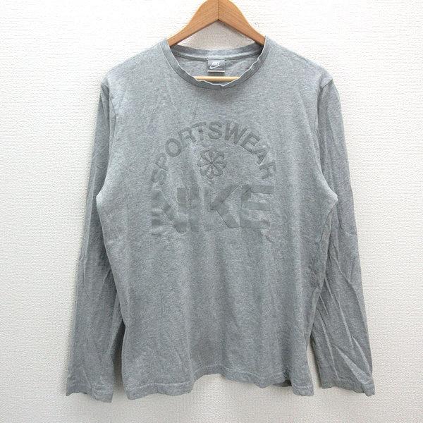 a■ナイキ/NIKE 風車ロゴ ビッグロゴプリント 長袖Tシャツ【XXL】灰/MENS/48【中古】