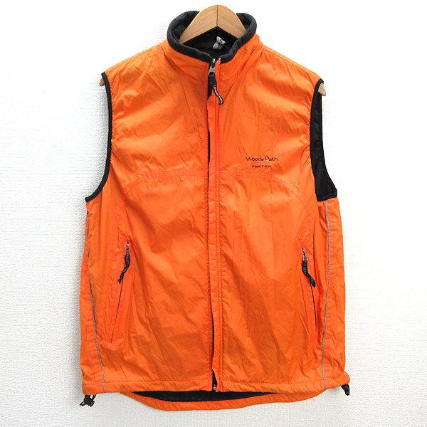 k■WOODS PATH 裏フリース アウトドアベスト PERTEX【XL】橙/MENS■1 【中古...