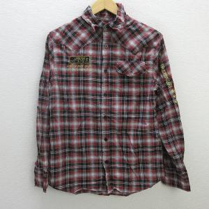 z■ビーチサウンド/BEACH SOUND 長袖チェックシャツ 【L】赤系/men&apos;s/106【中古...