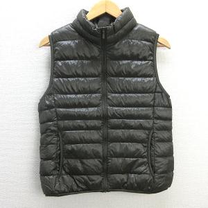 a□ユニクロ/UNIQLO 146583 前開き ダウンベストジャケットJKT【M】紺