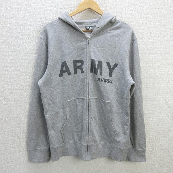 y■アヴィレックス/AVIREX US.ARMY ジップアップパーカー■灰【メンズXL】MENS/6...