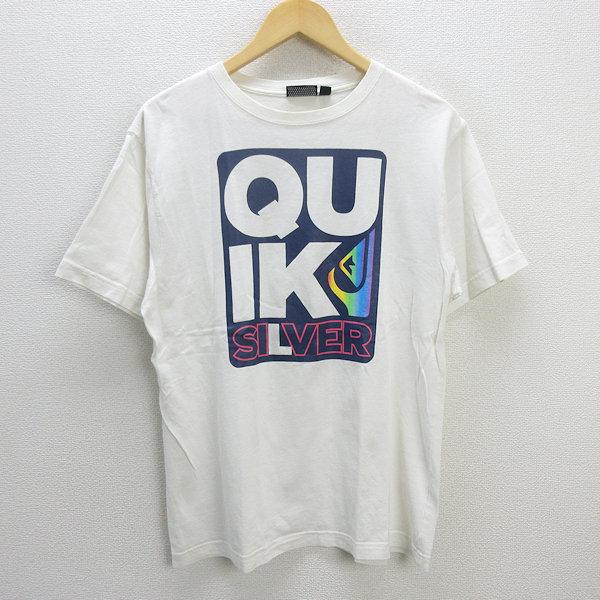 z■クイックシルバー/QUIKSILVER ロゴプリントTシャツ【L】白/MENS/21■