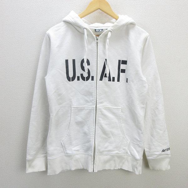 s■アヴィレックス/AVIREX U.S.A.F.プリント フルジップパーカー【L】白/MENS/7...