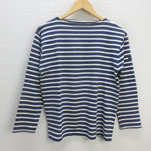 s■仏製■セントジェームス/SAINTJAMES ボーダー柄 長袖バスクシャツ【SM】紺 白/MENS/4【中古】