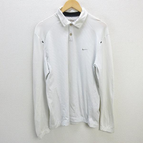 z■ナイキ/NIKE GOLF DRY-FIT 長袖ポロシャツ/ゴルフウェア【XL】白/men&apos;s/...