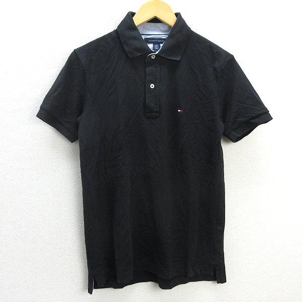 y■トミーヒルフィガー/TOMMY HILFIGER 鹿の子 半袖ポロシャツ■黒【メンズS】MENS...