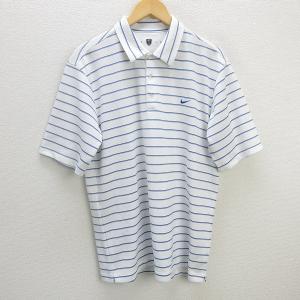 z■ナイキ/NIKE GOLF DRY-FIT 半袖ポロシャツ/ゴルフウエア【XL】白/men's/124【中古】■