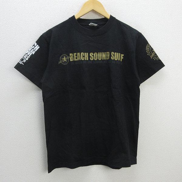 z■ビーチサウンド/BEACH SOUND 半袖プリントTシャツ【L】黒/men&apos;s/162【中古】...