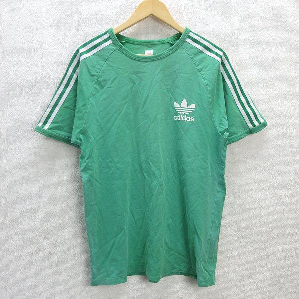 G■アディダス/adidas Original スリーストライプTシャツ【XO】緑/men&apos;s/94...
