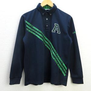 G■アディダス/adidas GOLF 長袖ドライポロシャツ/ゴルフウェア【L】紺緑/men's/15【中古】■｜1976maniraizu