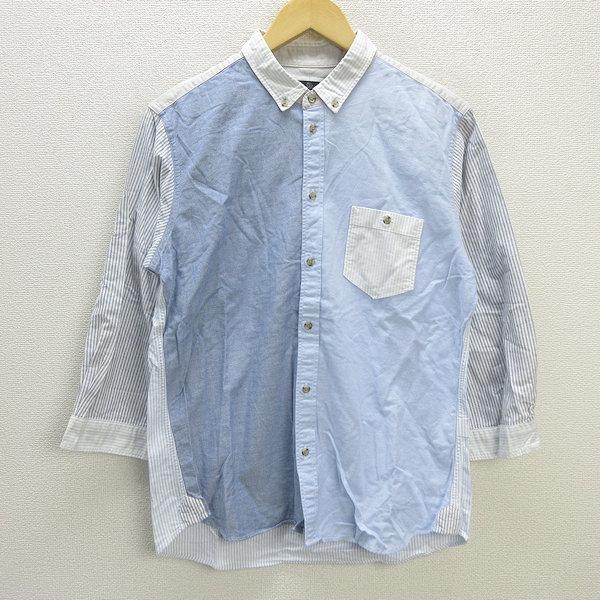 G■ユナイテッドアローズ/UNITED ARROWS GLR 七分袖BDシャツ/ストライプ柄【L】水...