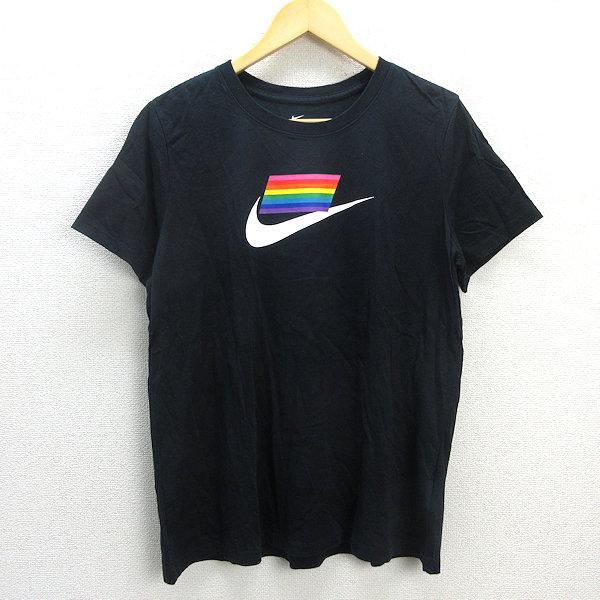 G■ナイキ/NIKE TEE ロゴプリントTシャツ/CD9070-010【XL】黒/LADIES/1...