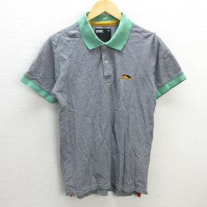 G■オークリー/ OAKLEY 半袖ポロシャツ/鹿の子地【M】灰/men's/78【中古】■｜1976maniraizu