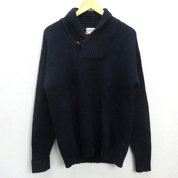 G■ビームス/BEAMS ウールニットセーター【L】紺/men&apos;s/9【中古】■