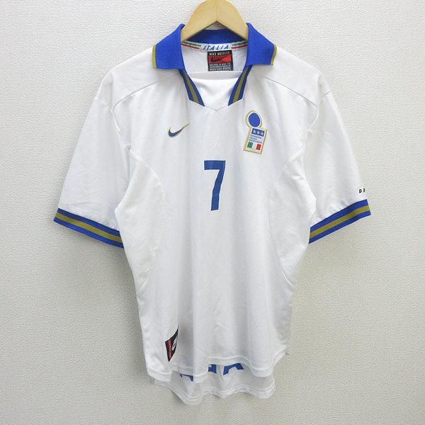 H■90s・UK製■ナイキ/NIKE サッカーイタリア代表 96-97 アウェイ 半袖ユニフォーム【...