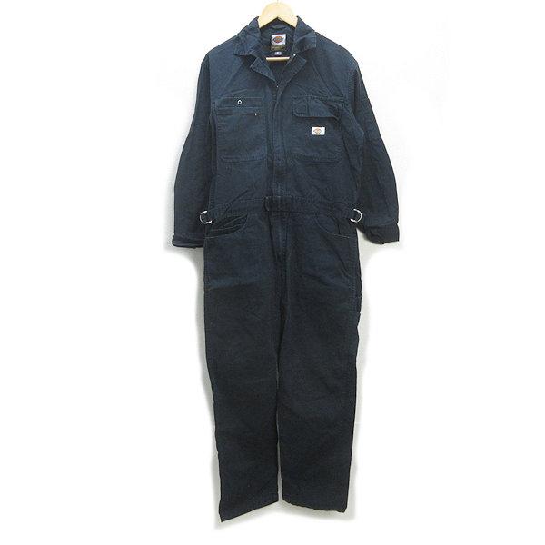 H■ディッキーズ/Dickies 長袖オーバーオール 作業着 つなぎ【L】黒/MENS■9【中古】