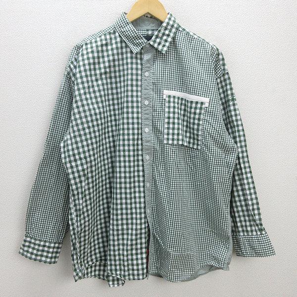 G■エフエーティー/FAT 長袖シャツ/ギンガムチェック柄【SKINNY】緑/men's/29【中古...