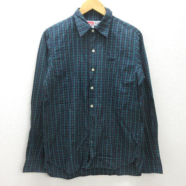 Q■エクストララージ/X-LARGE チェック柄 長袖シャツ■紺×緑【メンズM】MENS/24【中古...