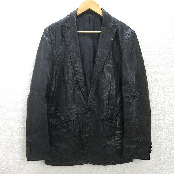 H■タカキュー/TAKA-Q バッファローレザー テーラードジャケット【L】黒/MENS■24【中古...