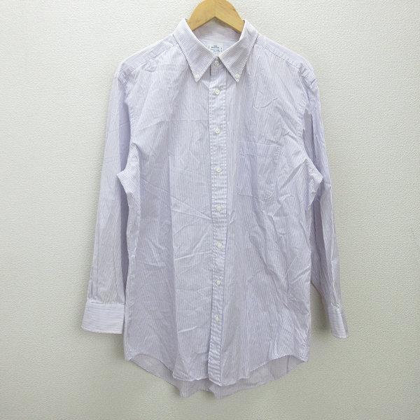 g■メーカーズ鎌倉/MAKER'S SHIRT 長袖BDシャツ/ストライプ柄【45-85】紫/men...