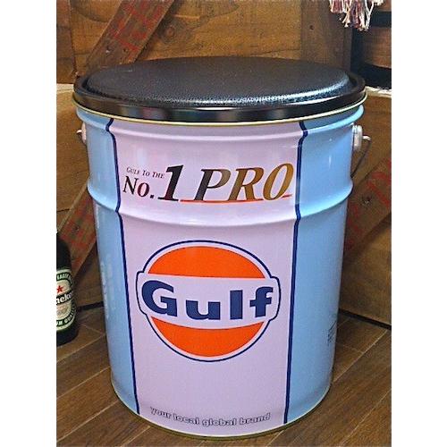 アメリカン雑貨★Gulf オイル缶スツール A イス 収納-LC0001
