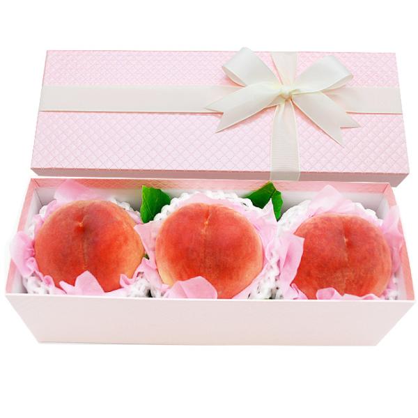 ギフト 桃 秀品 3個セット 化粧箱入 リボン ラッピング 贈答用化粧箱入  お中元 夏ギフト 送料...