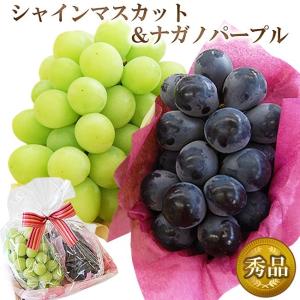 ＜9月上中旬以降のご発送＞ギフト 2色 ぶどう セット ナガノパープル ＆ シャインマスカット 種なし 皮ごと フルーツ