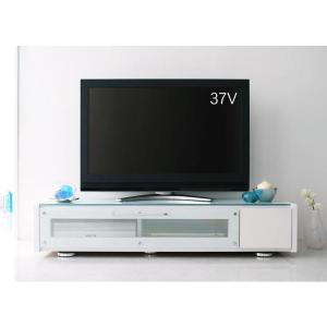 キャスター付きフロアタイプテレビボード W155 ホワイト ガラス扉 硝子