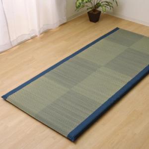 い草ごろ寝マット 『ノア40 Sらくらく』 ブルー 約90×200cm 7557609｜1bankanwebshop