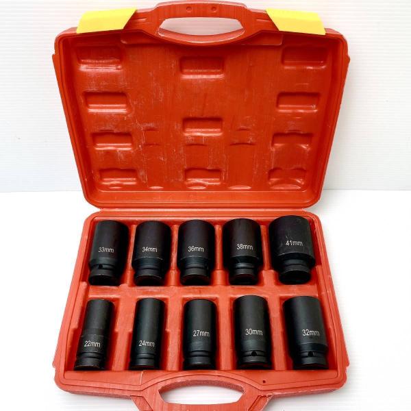 六角 インパクトソケット レンチ ディープ 差込角19mm（3/4インチ）10本セット 専用収納ケー...