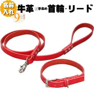 値下げ　新品　犬用本革リード首輪セット　レア　1点物 犬 首輪 リード セット 革 名入れ ネーム入り 本革 カラフル